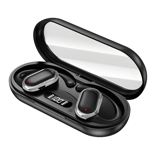 HY-X97 Open Ear Clip Headphones, Wireless Earbuds Bluetooth 5.4 Sports Earphones Built-in Mic with Ear Hooks, IP65 Waterproof Sport Headset, Running, Gym, Cycling (Black)