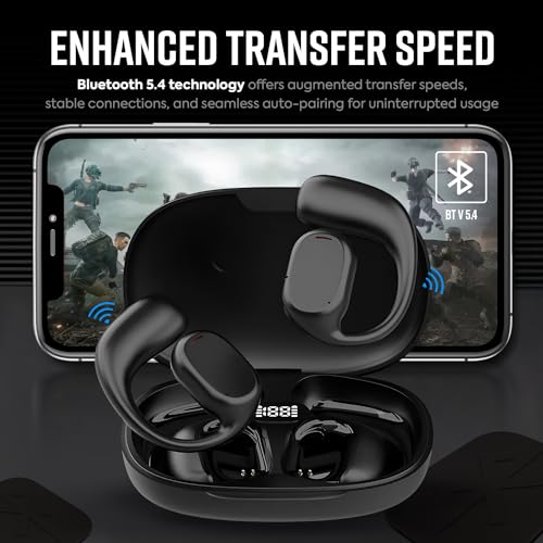 HY X27 Bone Conduction Ear Clip BT V5.4, Touch Control, 13mm Driver, Type-C Fast Charging Built-in Mic IP65 Waterproof Sport Headset, Running, Gym, Cycling Open Ear Headphones(Black)