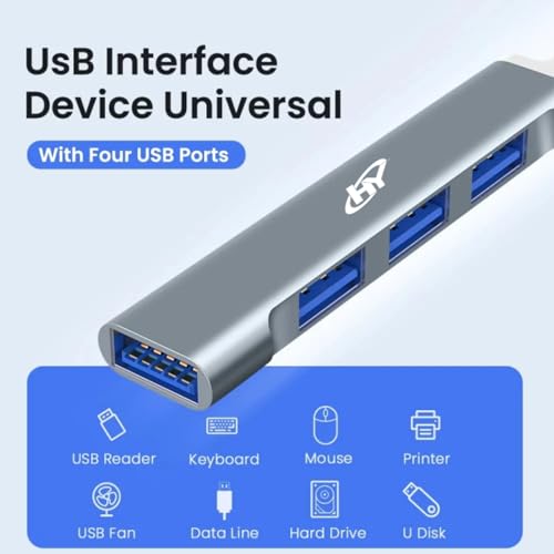 HY C-Type Aluminum USB Hub (4-in-1), Type C Multiport Adapter with 1 x USB 3.0 & 3 x USB 2.0 Ports, up to 5 Gbps High Speed Data Transfer for Laptop, MacBook, PC (Sliver)